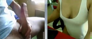 Big dicked dude has webcam sex with slim busty bitch