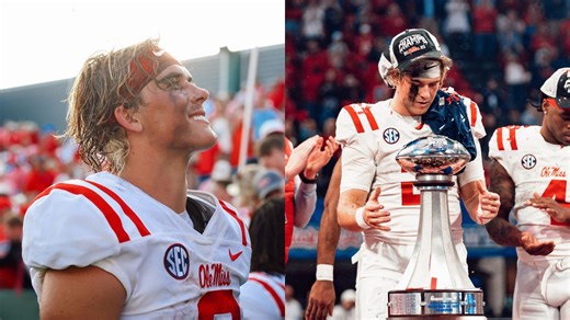 Watch: When Ole Miss QB Jaxson Dart almost dropped the Chick-fil-A Peach Bowl trophy