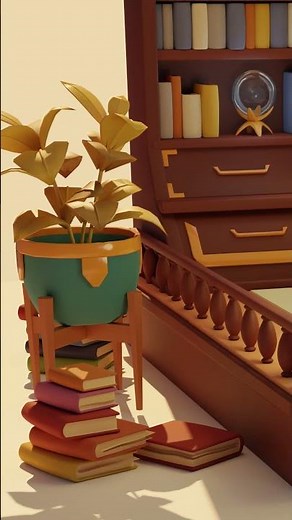 3D isometric cozy wizard room with blender