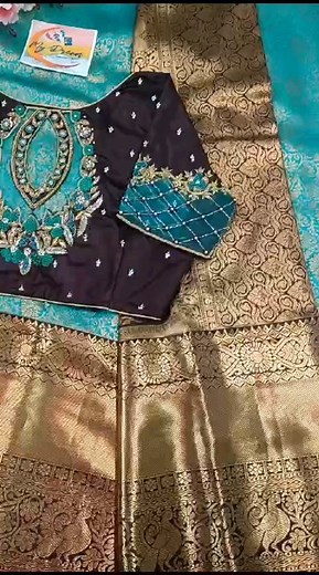 ❤️My dream ❤️  Kanchipattu saree with big border......  Pairup with beautiful maggum work stitched blouse.....  Ready to ship...  Price:7950+$ | Triveni Reddy | Facebook