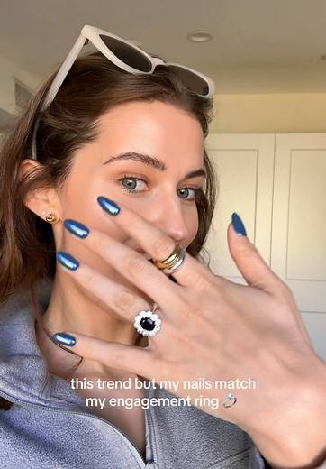 Blue Chrome Nails to Complement Your Sapphire Engagement Ring