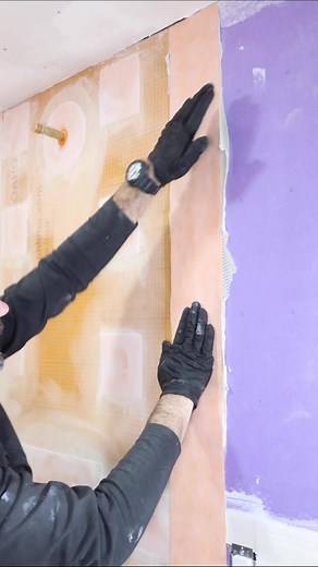 Drywall waterproofing tips…I’m using 5 inch KERDI-BAND and ALL-SET to waterproof the drywall and shower backer board. I make the banding as flat as possible for the shower wall tile. My online courses show how to build custom Schluter showers and tile them at homerepairtutor.com 🔥#drywall #showerremodel #diy