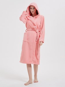 [Hot Item] China Factory Polyester Flannel Bathrobe for Adult Ladies Winter Plush Fleece Bath Robes Luxury Sleepwear for Women
