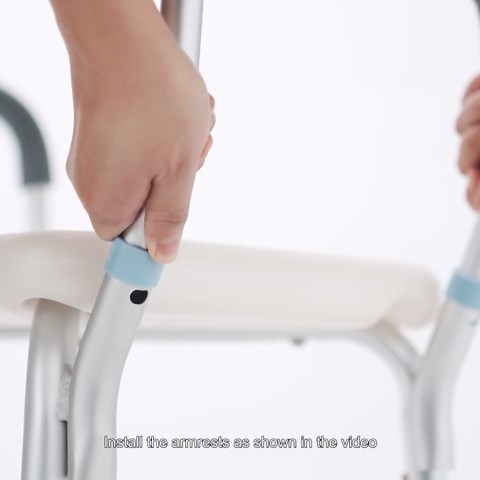 OasisSpace Adjustable Shower Chair with Arms for Inside Shower, Heavy Duty Shower Bench with Cutout Seat 300lbs, Medical Tool Free Bathtub Stool for Seniors, Elderly, Handicap, Disabled