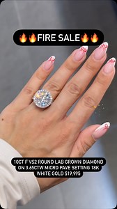 10CT F VS2 ROUND LAB GROWN DIAMOND ON 3.65CTW MICRO PAVE SETTING 18K WHITE GOLD $19,995 | AlexanderSparks