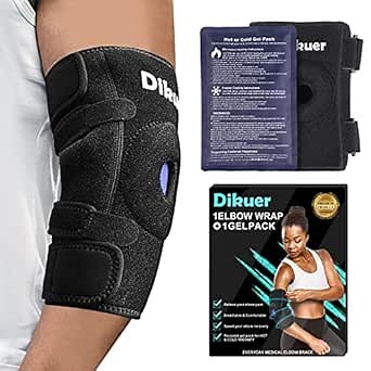 Elbow Ice Pack Wrap for Tendonitis and Tennis Elbow,Wearable Elbow Arm Brace with Gel Ice Pack for Cold Compress, Pain Relief for Golfers Elbow, Bursitis and Sport Injuries