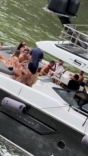 Opulent Opus 👌🏻🛥️~ Azimut S7 Embellished with Beautiful Passengers, Gracefully Occupying Every Corner - Bow, Flybridge, and Cockpit! #yachtclicks | Yacht Clicks