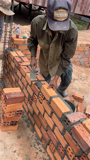 House Construction Procedure (Step By Step),Techniques and Tricks To Build Brick Walls | Cooking Foods Srey Pov Natural life