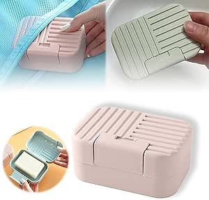 Travel Soap Case Box, 1Pcs Soap Box, Soap Dish with Lid, Holds 1 Bar Soap, Portable Shower Soap Box, Sealed Soap Dish with Lid, Perfect for Bathroom, Camp, Gym, Travel & Bathroom Storage (Pink)