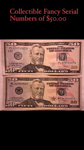 Part 416: Hi my New collectors and followers; These are two of my collectible $50 fancy serial numbers I just got them from my local Bank today. Fancy serial numbers are collectible and valuable. It's worth more than its face value and up. If you like it, please share & subscribe. Follow me for more postings. Thanks | Counselor P. Vang