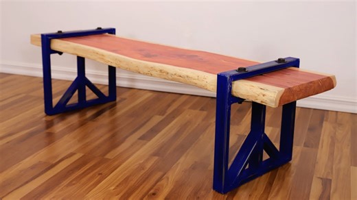 I Built a Live Edge Slab Bench with Steel Legs
