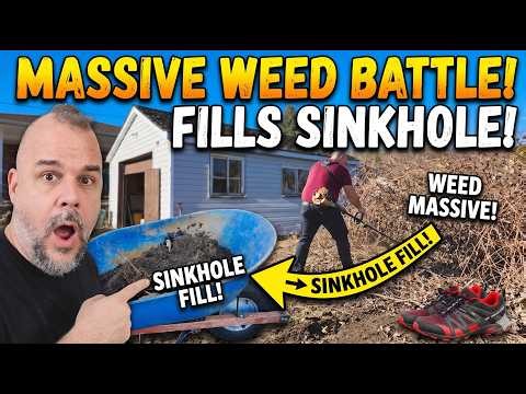 Weed whacking and filling massive holes