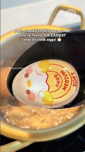 This duck timer is the ULTIMATE egg hack! 🐣 Soft, medium, or hard boiled eggs! #hack #cooking #tips