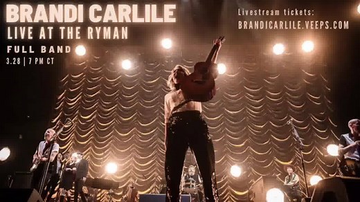 IT'S HAPPENING!! I’m gonna play a full band show on an actual stage for the first time in a year! We’re gonna rock the one and only Ryman auditorium on Sunday March 28th at 7pm CT. Proceeds as usual will benefit my band and crew, but this time we plan to include the Rainey Day Fund and Fanny's School of Music. | Brandi Carlile