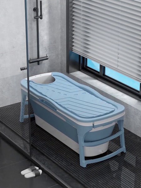 Portable Bathtub-Large 56"Foldable Collapsible Tub for Adults-Soaking Bathtub with Side Handles&Waterproof Neck Pillow&Foot Massage Roller Bath Tub