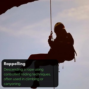 Word of the day: Rappelling. Rappelling allows individuals to safely and controlledly descend from heights that would otherwise be challenging or impossible to navigate. | Campmor