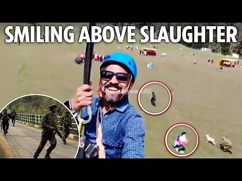 Oblivious tourist zip-lines over terror attack that killed 26 in Kashmir