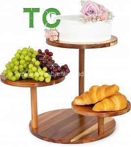 [Hot Item] Acacia Wood Round Wooden Cupcake Tower Stand Rustic Dessert Cake display Stands