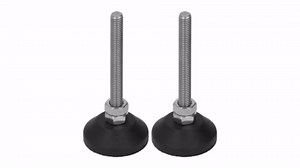 Swivel Leveling Mount, Pack of 2 M6 Thread Furniture Glide Swivel Leveling Mounts Adjustable Nylon Rubber Base Leveling Pads D30xM6x50, 10KG Single Load Bearing