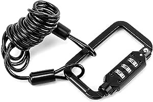 QWORK Motorcycle Helmet Lock & Cable, Heavy Duty Password Lock & Cable Universal Combination Lock Motorcycle Bike Helmet Luggage Security PIN Locking Chain