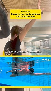 1.5K views · 25 reactions | The sidekick teaches you how to keep a horizontal body position when rotated on your side, while simultaneously breathing. This drill will improve your body rotation and head position while breathing when executed correctly, which both have a huge effect | SwimGym | Facebook