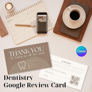 Editable Dentistry Google Review Card Template | Thank You Card (canva) - Etsy
