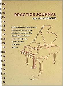 Practice Journal for Music Students – Premium Notebook for Lesson Assignments, Progress Checklists with Full Color Interior, Log & Track [Burgandy]