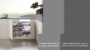 [Hot Item] Kitchen Accessories Double Layer Pull out Magic Corner Tray Storage Basket