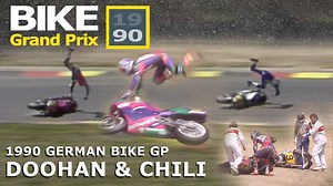 Round 5 of the 1990 World Championship series was held at the Nurburgring and was spiced with surprises galore. The 500 event saw Kevin Schwantz (Suzuki) at his dazzling best with Eddie Lawson still off the scene and luckless Wayne Gardner crashing during practice. Buy the 1990 German Bike GP Highlights: https://www.dukevideo.com/prd1447ED/Bike-GP-1990-Germany-Download Amidst the brilliant race highlights in this review, check out this incredible synchronised crashing sequence performed by Mick 