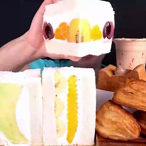 Fresh Cream Sandwich With Sweet Apple Pie MukBang! #asmr #food #foodlover #koreanfood | Bonggil eating
