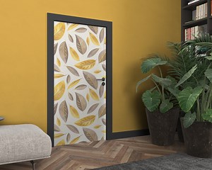 Botanical Door Mural / Yellow Removable Door Sticker - Etsy