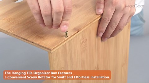 MaxGear Acrylic Hanging File Organizer Box with Handles, Clear Desktop File Box for Letter Size/A4 Folder Holder, Bamboo