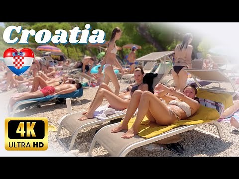 CROATIA 4K BIKINI BEACH WALK | Makarska Walking Along the Coast with Bikini Beach Walk