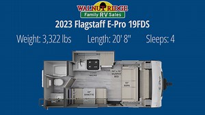 The 2023 Flagstaff E-Pro 19FDS is lite weight at only 3,322 lbs, but has tons of storage options, including the tongue mount bike rack! ALL 2023 models have a huge blowout price! #camp #relax #travel | Walnut Ridge RV | Facebook