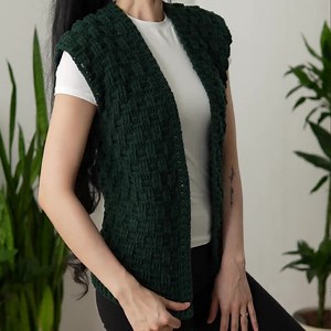 Crochet Pattern | Sleeveless Basketweave Cardigan Sweater | PDF Download - Etsy Australia