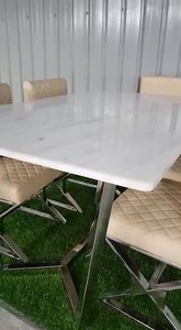 Delivery ready Marbel Stainless steel dining table | Steelkite Furniture