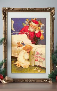 Vintage Santa & Girl Christmas Ephemera Counted Cross-stitch Pattern Needlepoint - Etsy