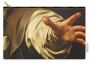 Detail from The Supper At Emmaus Zip Pouch by Michelangelo Merisi da Caravaggio