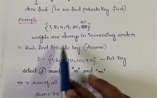 #32 Knapsack Algorithm with Example- Asymmetric key cryptography