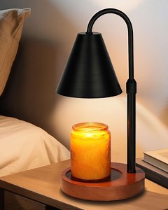 Funistree Candle Warmer Lamp with Timer Dimmable, Christmas Birthday for Women Mom, Vintage Candle Lamp, Black Candle Warmer for Jar Scented Candles, Home Decor, Wax Melt Warmer with 2 Bulbs