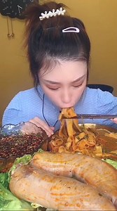 11K views · 152 reactions | AB Mukbang - Yummy blood sausage with sauce - pork fat belly - chicken recipe and noodles fried eating show | AB Mukbang | Facebook
