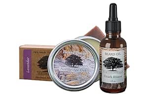 Beard Oil and Balm Set w/Organic Beard Soap - 5 Different Scents to Choose From. Keep your Beard Clean, Soft and Healthy (Ozark Breeze - Scented with Pure Lavender Oil)