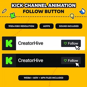 Animated Kick Follow Button: Custom Social Media Lower Third (digital Download, MOV/MP4/WEBM Format) - Etsy Canada