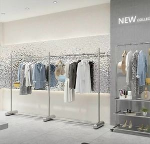 [Hot Item] OEM Stainless Steel Standing Display Rack Clothing Store Fixture Garments Exhibition Rack