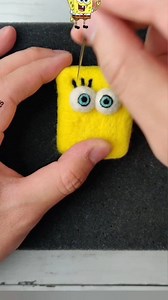 Crafting SpongeBob with wool fibers. I made his body and eyes. #spongebob #asmr #satisfying | Kai Crafts