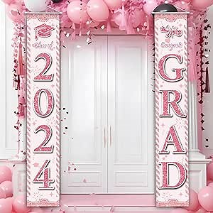 Graduation Decorations 2024 Graduation Banners Porch Door Signs Graduation Party Decorations 2024 Graduation Decorations Class of 2024, Pink