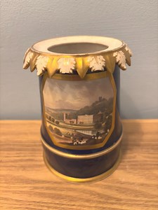 Très rare vase antique Bloor Derby en porcelaine de Géorgie avec scène de maison de Chatsworth peinte à la main | Ornement anglais doré à collectionner - Etsy France