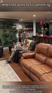 Husband's reaction to wife fixing things😂🛠️#marriagehumor #husbandandwife #comedy #funnyvideo