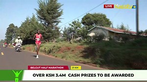 Lonely at the front, 21km Women Marathon race #BelgutMarathon | KASS FM