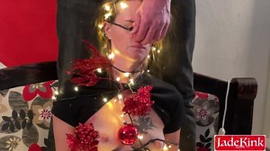 Submissive inanimate Christmas tree slut gets flocked with cum.